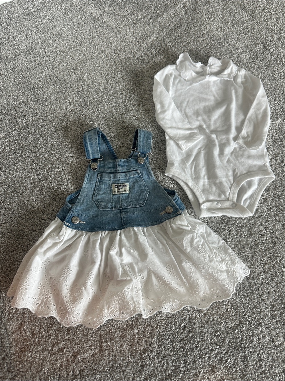 OshKosh B'gosh White Eyelet Dress with Bodysuit Set